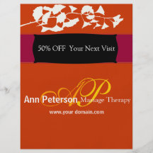 Vivid Red Pretty Gingko Bold Monogram Personalized Flyer