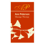 Vivid Red Pretty Ginkgo Bold Monogram Business Card Template