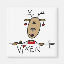 Vixen Reindeer Christmas Tshirts and Gifts Fridge Magnets