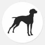 Vizsla Dog Silhouette (black) Round Sticker