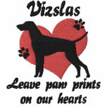 Vizslas Leave Paw Prints Embroidered Zipper Hoodie