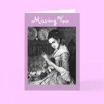 Vntage Image of Lady Sewing Greeting Card cards