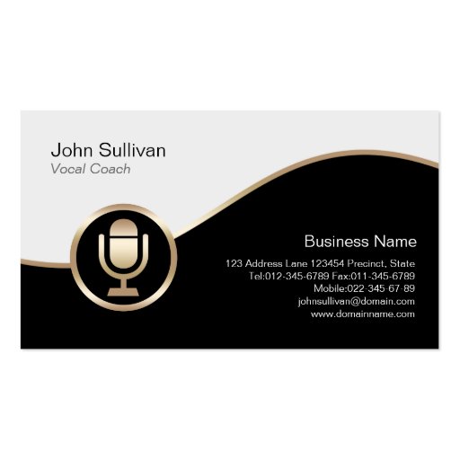 Vocal Coach Business Card Gold Microphone Icon (front side)