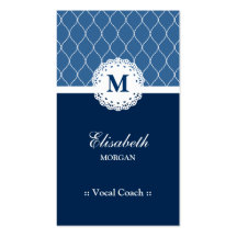 Vocal Coach Elegant Blue Lace Pattern Business Card