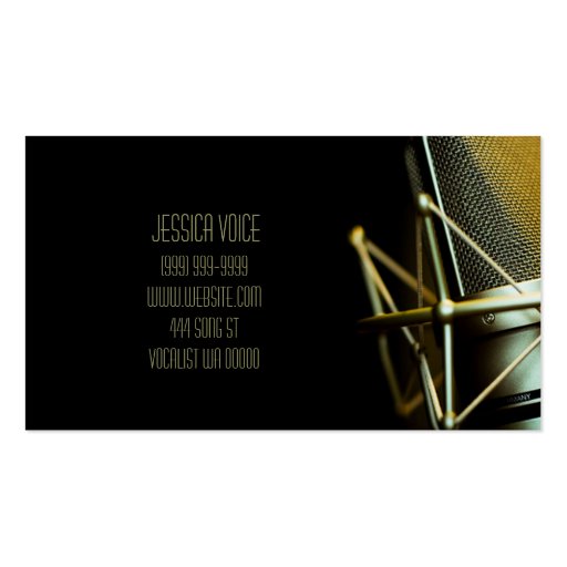 Vocalist, Singer, Performer, Music, Lessons Mic Business Card Templates (back side)