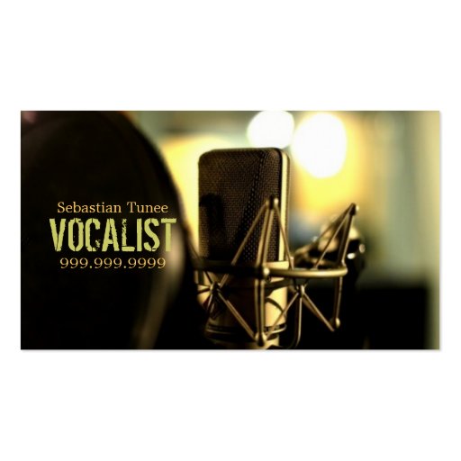 Vocalist, Singer, Performer, Music, Lessons Mic Business Cards (front side)