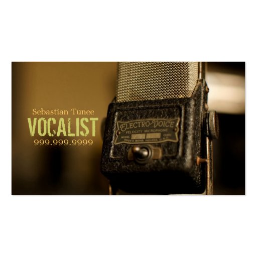 Vocalist, Singer, Performer, Music, Lessons Mic Business Cards (front side)