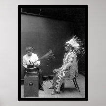 Voice Recording of a Blackfoot Indian 1909 Print