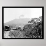 Volcano and Train in Guatemala 1899 posters