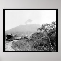 Volcano and Train in Guatemala 1899 Posters