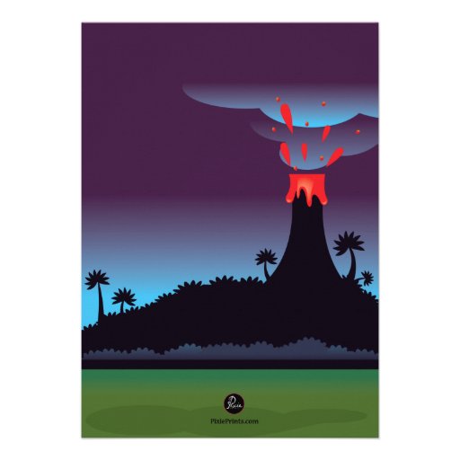 Volcano Eruption Dinosaur Birthday Party Invites