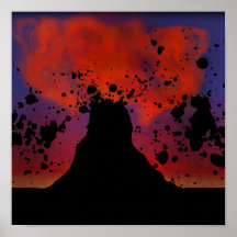 Volcano Silhouette Posters