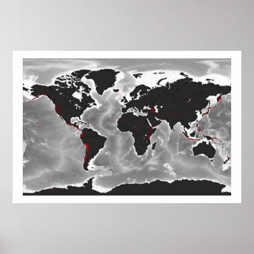 Volcanoes of the World - Miller Projection Print