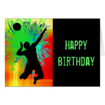 Volley Ball Service Fireworks Card
