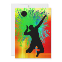 Volley Ball Service Fireworks Invitations