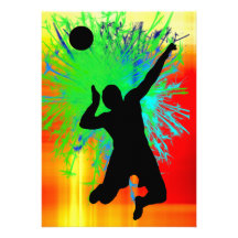 Volley Ball Service Fireworks Invitations