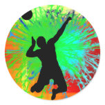 Volley Ball Service Fireworks Stickers