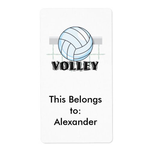 volley volleyball graphic and text shipping label