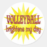 Volleyball Brightens My Day Round Stickers