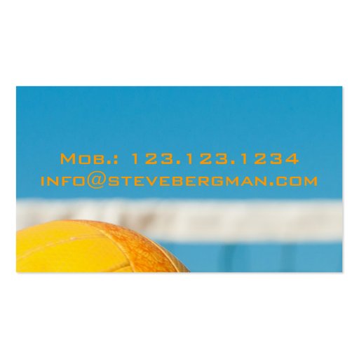 Volleyball Coach Player Business Card Template (back side)