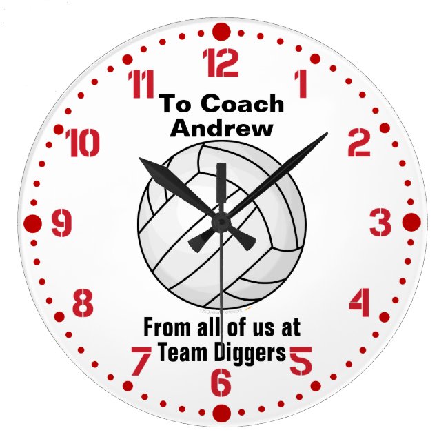 Volleyball Coach Retirement Gift Custom Name Clock