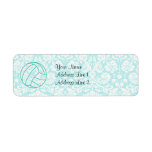 Volleyball; Cute Teal Custom Return Address Label