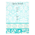 Volleyball; Cute Teal Personalized Invitation