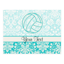 Volleyball; Cute Teal Post Card
