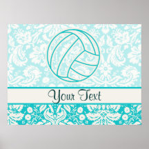 Volleyball; Cute Teal Posters