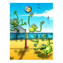 Volleyball Frog Post Card