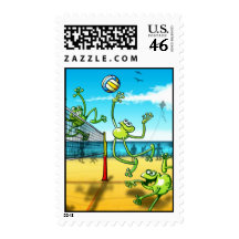 Volleyball Frog Stamps