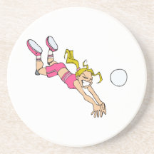 Volleyball Girl Dive Drink Coasters