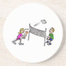 Volleyball girl vs boy beverage coasters
