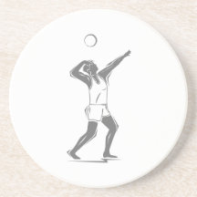 Volleyball Gray Serve Beverage Coaster
