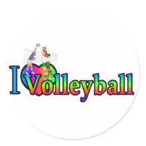 volleyball i heart round sticker