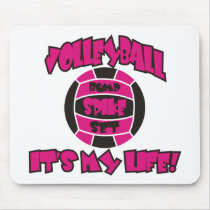 VOLLEYBALL IN HOT PINK AND BLACK mousepads by totalsports VOLLEYBALL IN HOT PINK AND BLACK mousepads