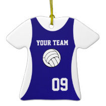Volleyball Jersey Customizable Blue Christmas Ornament