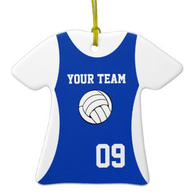 Volleyball Jersey Customizable Blue Christmas Ornaments