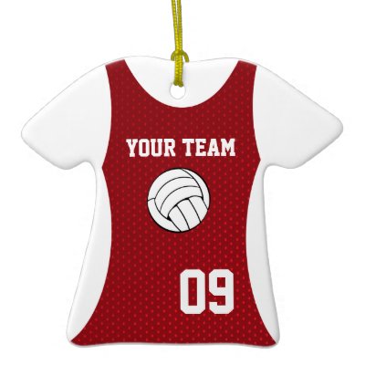 Volleyball Jersey Customizable Red Christmas Tree Ornaments