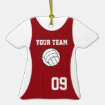 Volleyball Jersey Customizable Red Christmas Tree Ornaments
