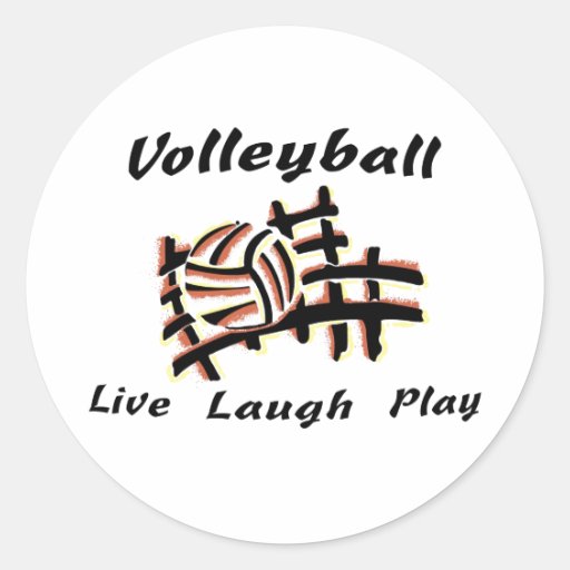 Volleyball: Live Laugh Play Round Stickers