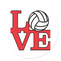 Volleyball Love Round Stickers