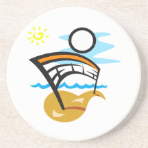 Volleyball Net & Ball Beverage Coaster