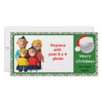 Volleyball PhotoCard SantaBall Plaid Photo Greeting Card
