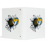 volleyball ripping through blue and gold vinyl binders