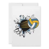 volleyball ripping through blue and gold personalized announcement