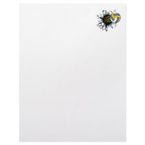 volleyball ripping through blue and gold custom letterhead