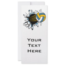volleyball ripping through blue and gold personalized rack card