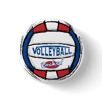 Volleyball Rocks Ball by Mudge Studios Button