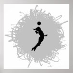 Volleyball Scribble Style (Female) Poster